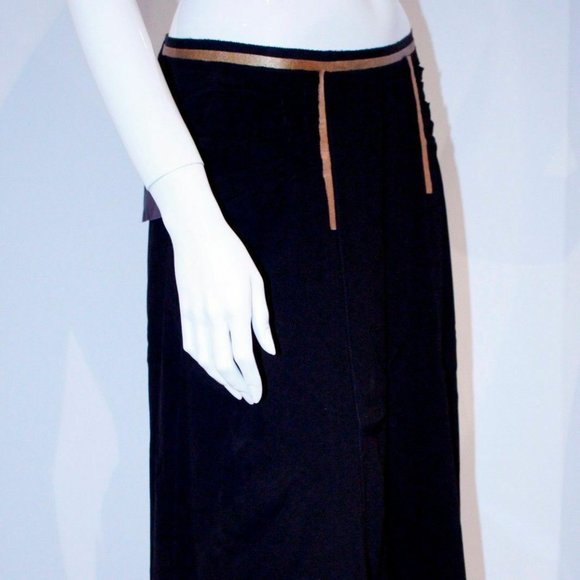 PRADA ITALY Leather Strip Corolla SKIRT Welt SEAMS - Picture 1 of 5